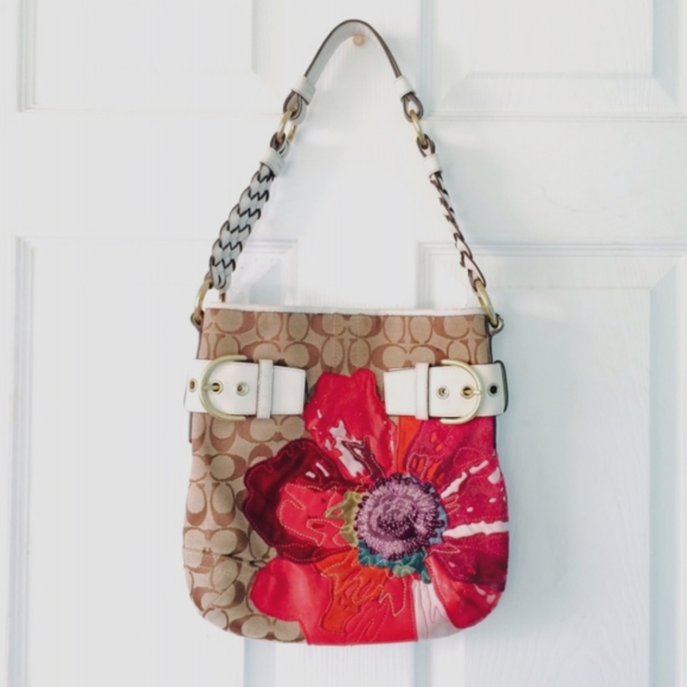*RARE Limited Ed* Coach Vintage Signature Poppy Monogran Shoulder Bag